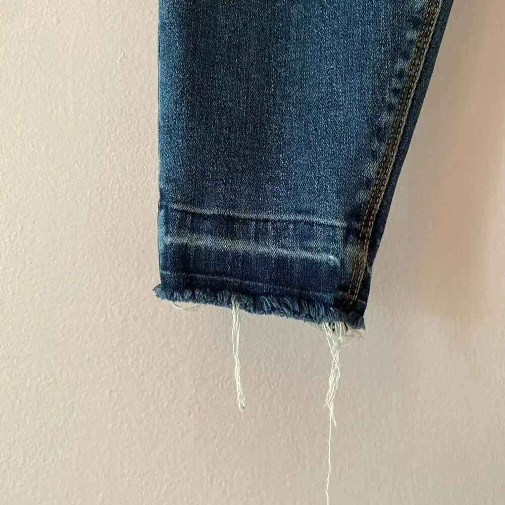 SPANX Distressed Skinny Jeans Dark Wash Preppy Shapewear Women's size Medium